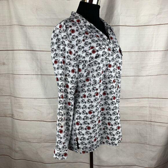 Coral Bay Shirt Blouse Collar Roll-up Long-sleeved pockets Bikes Retro - Picture 8 of 16